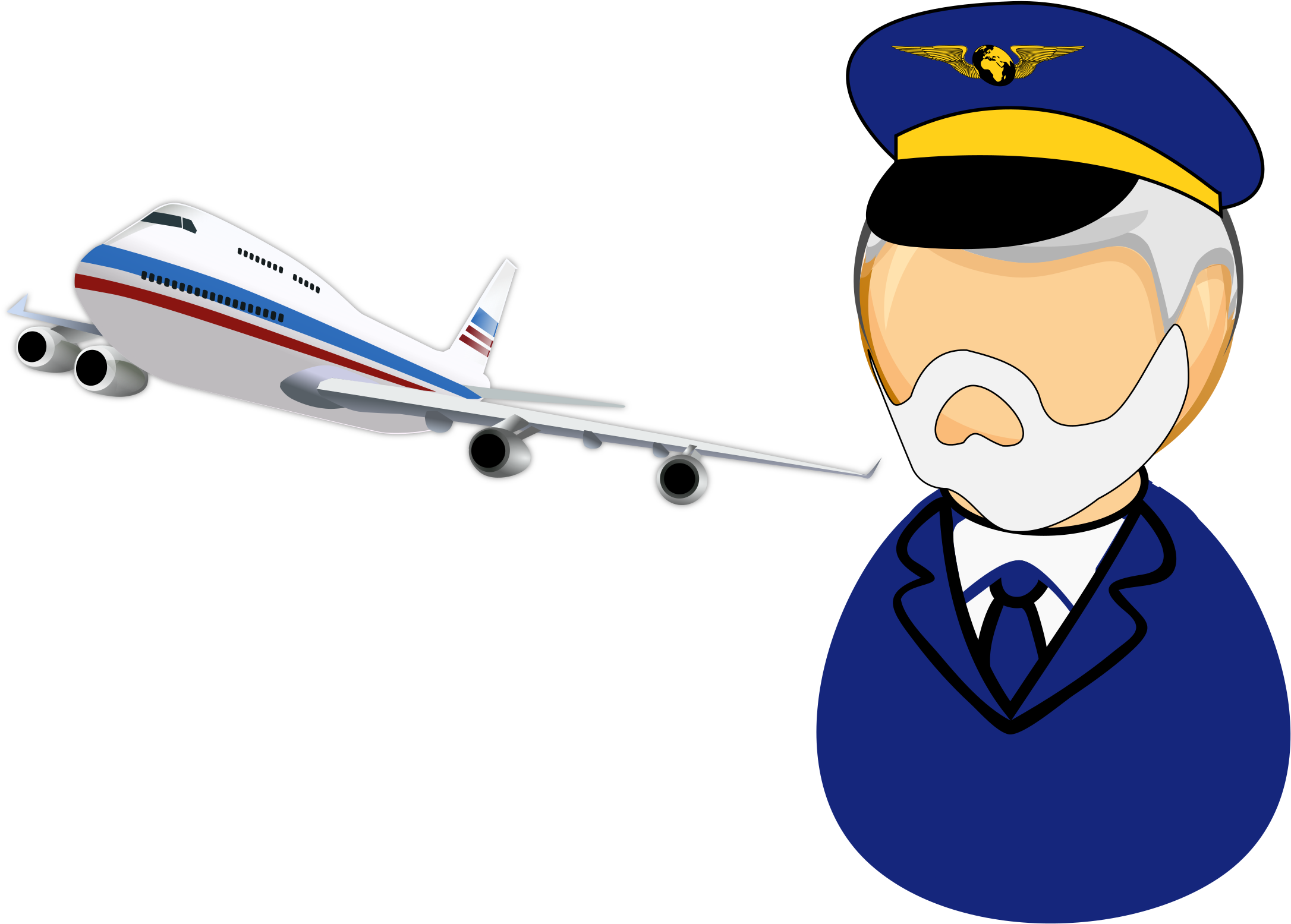 Clip Freeuse Library Airline Captain Big Image Png - Airplane Pilot Clip Art (2400x1646), Png Download