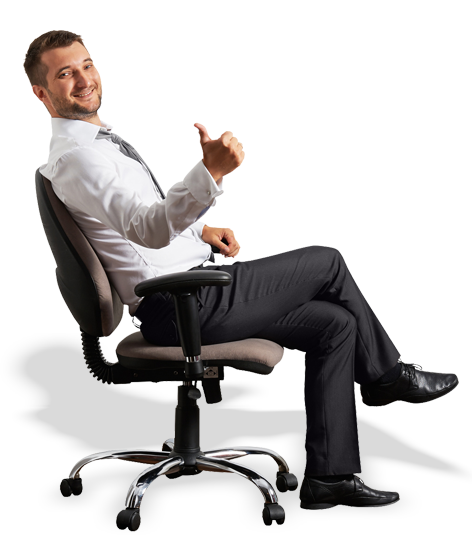Chair Repairer - Sitting On Chair Png (472x535), Png Download