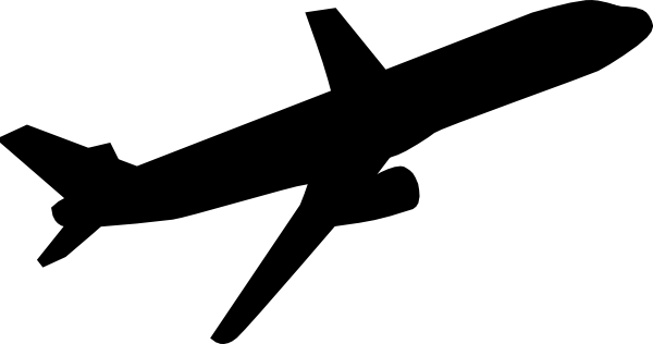 Airplane Clip Art - Black And White Plane (600x316), Png Download