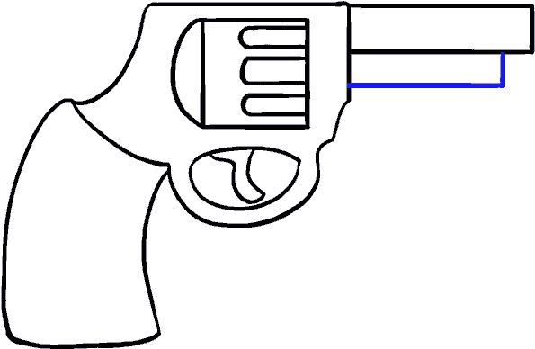 How To Draw Cartoon Revolver - Drawing (678x600), Png Download