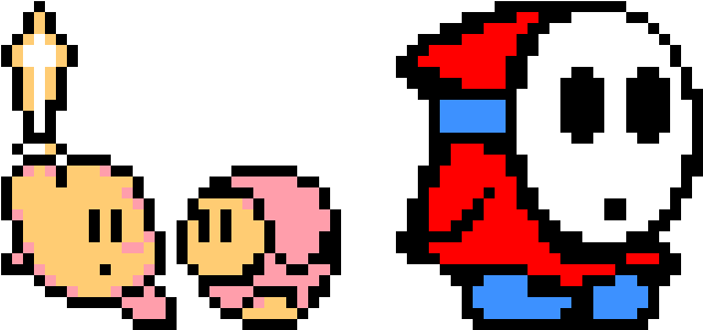 Kirby & Shy Guy - Pixel Art (660x310), Png Download