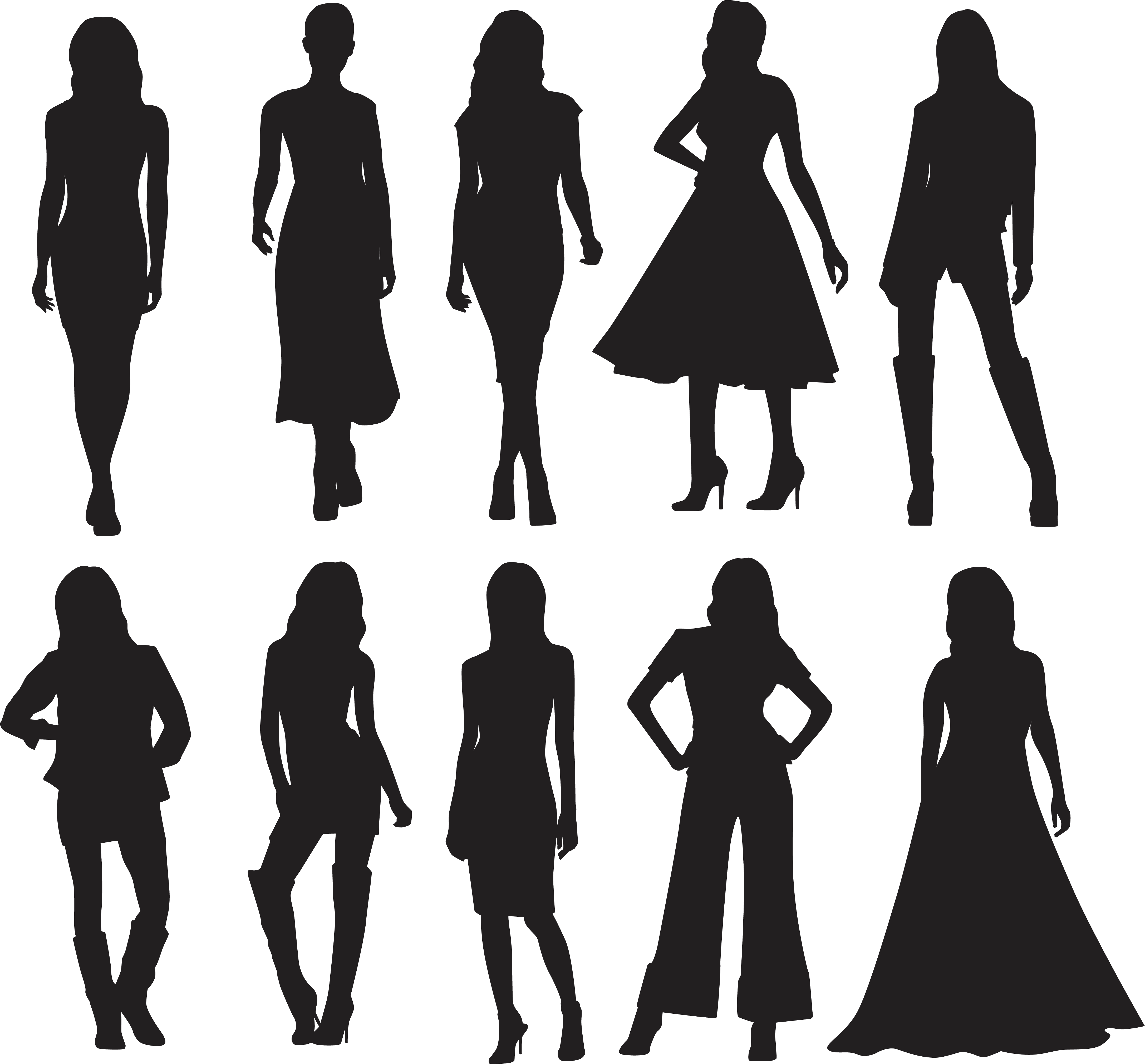Fashion Clipart Project Runway - Fashion Silhouettes Png (4347x4039), Png Download