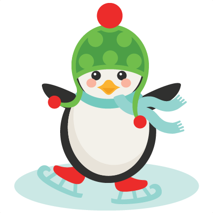 Svg Library Cute Christmas Penguins Clipart - Penguin Ice Skating Clipart (432x432), Png Download