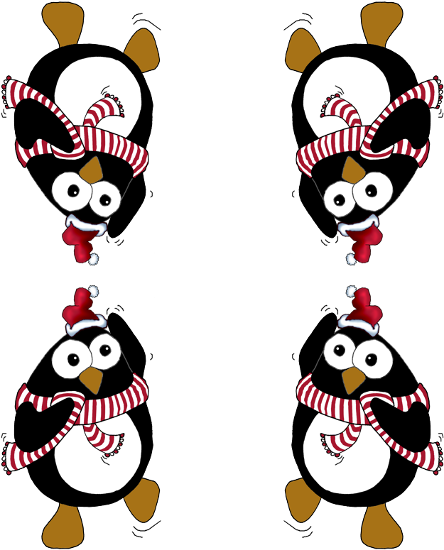 Cartoon Christmas Penguin Wearing A Santa Hat. Large (800x800), Png Download