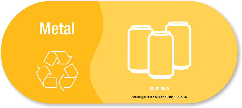 Metal, Recycle Symbol Aluminum Vinyl Recycling Sticker - Metal Waste Symbol (800x356), Png Download