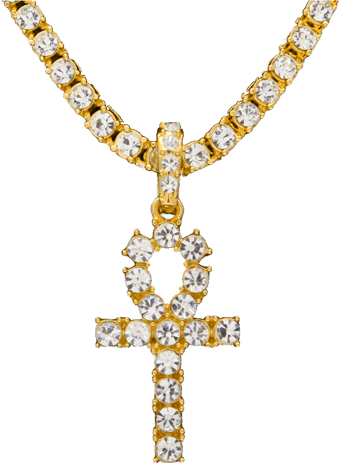 Iced Dart Pendant - Gold Cross Chain Png Transparent (1000x1000), Png Download