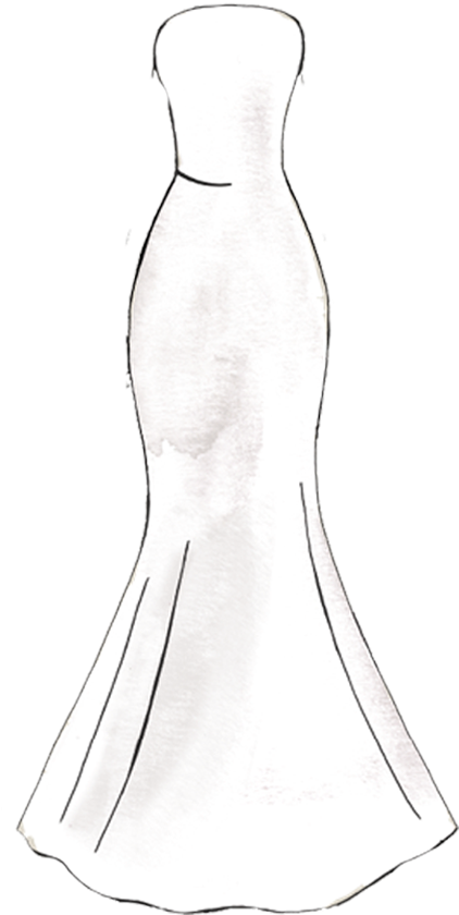 Mermaid Silhouette Sketch Large - Wedding Dress (525x840), Png Download