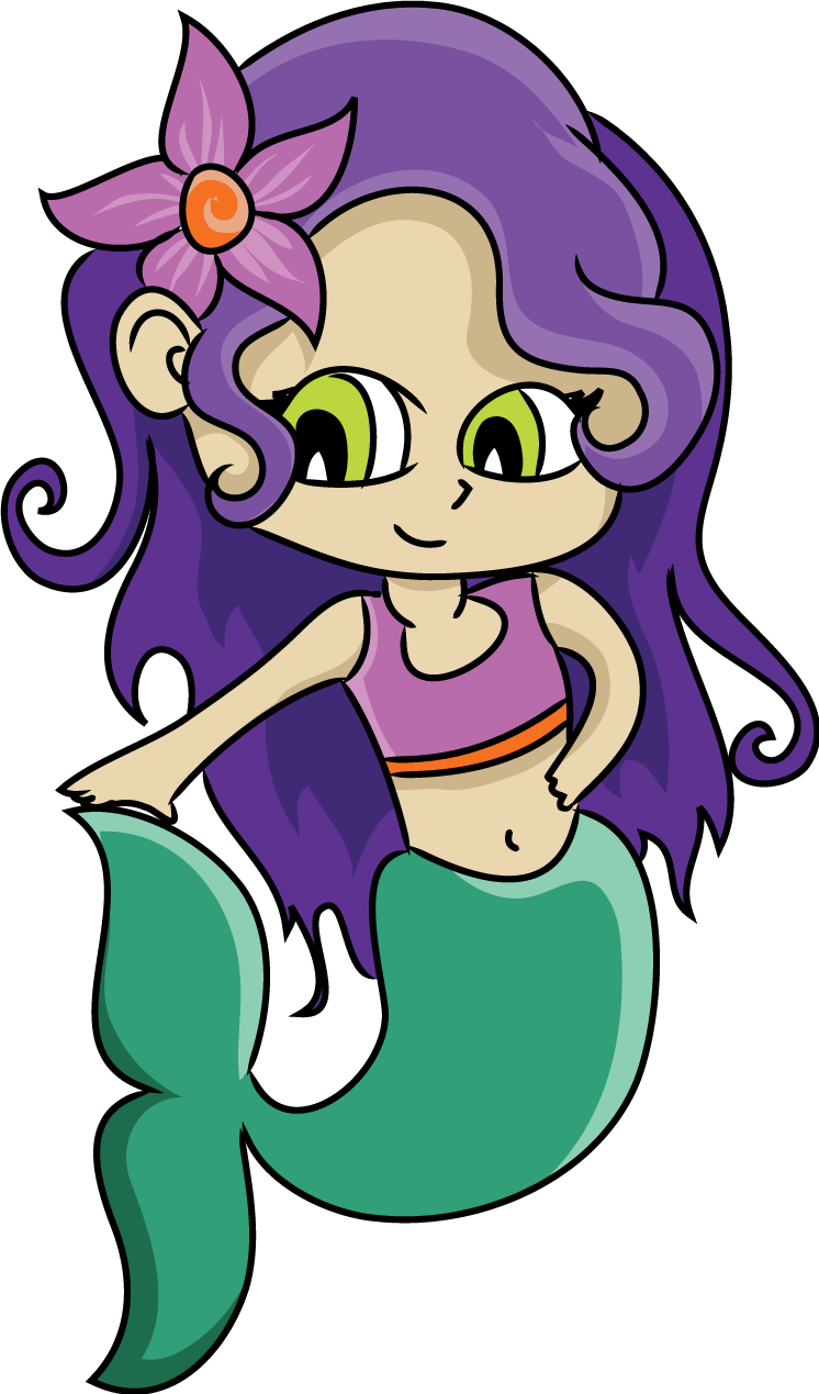 Mermaids Clipart - Under The Sea Mermaid Cartoon (746x1269), Png Download