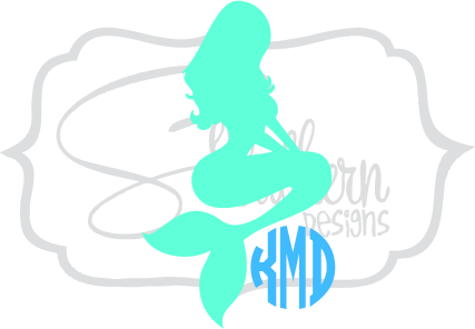 Mermaid Monogram - Mermaid Silhouette Rectangle Car Magnet (427x296), Png Download