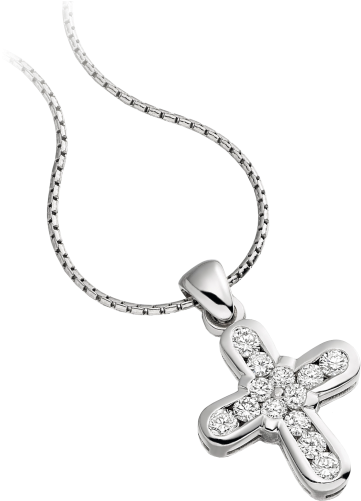 A Stylish Round Brilliant Cut Diamond Cross Necklace - Png Files Cross Necklace (500x500), Png Download