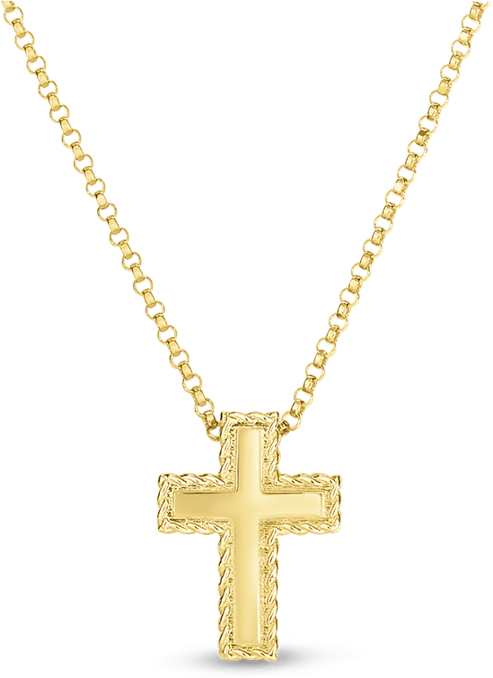 Roberto Coin 18kt Gold Small Princess Cross Pendant - Pendant (1600x1600), Png Download