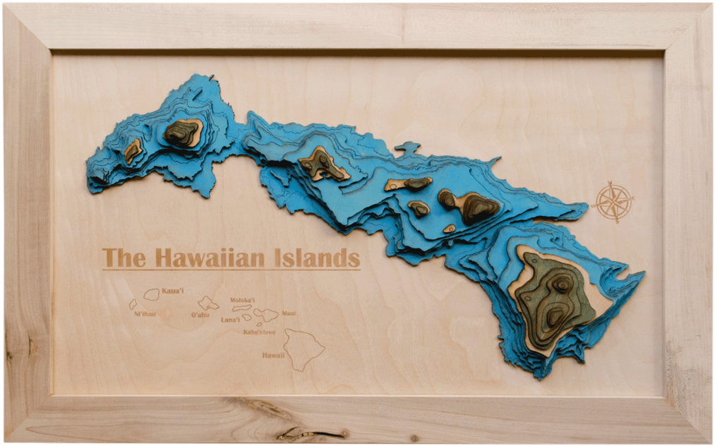 3d Map Of Hawaii - Hawaii Wooden Map (1024x1024), Png Download