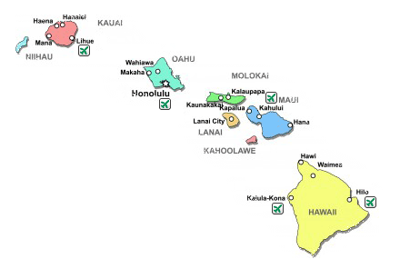 Hawaii Rental Car Locations Map - Hawaii Locations (440x296), Png Download