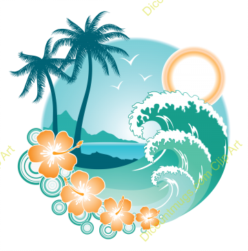 Jpg Transparent Download A Colorful Hawaiian Design - Paradise Clipart (360x365), Png Download