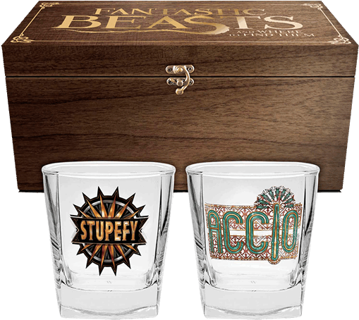 Logo Glasses In Gift Box 2 Pack - Black & Gold Stupefy Spell Graphic Tote Bag (600x600), Png Download