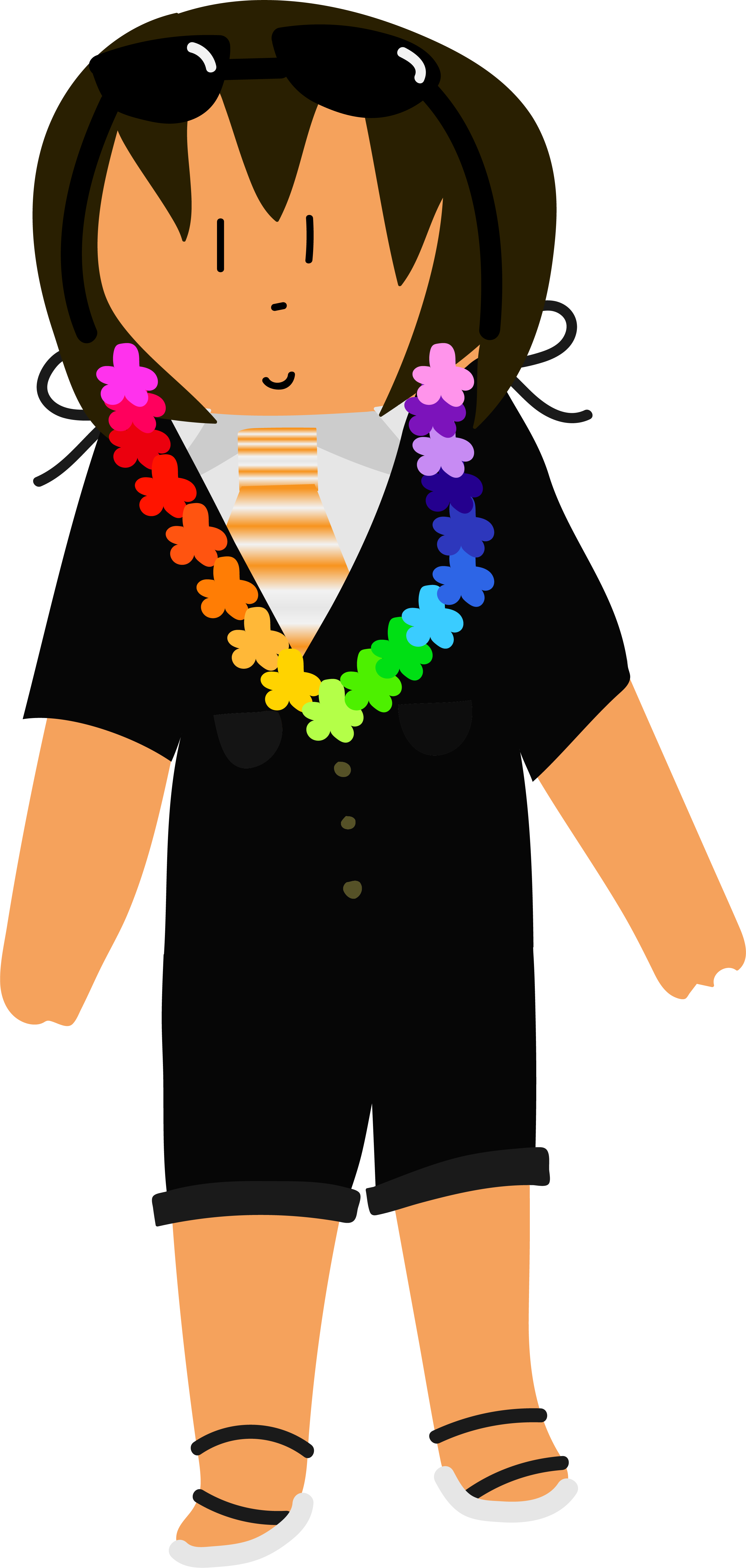 Jollimore Ferrison Wearing A Rainbow Lei - Illustration (2678x5632), Png Download