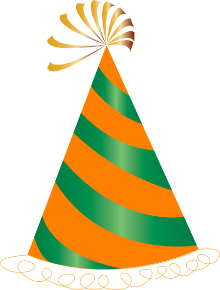 Orange And Green Party Hat Clip Art - Party Hat Vector Png (450x594), Png Download