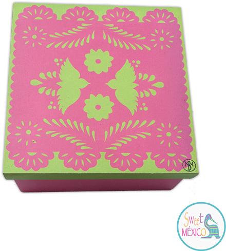 "papel Picado" Rosa-verde - Painting (500x600), Png Download