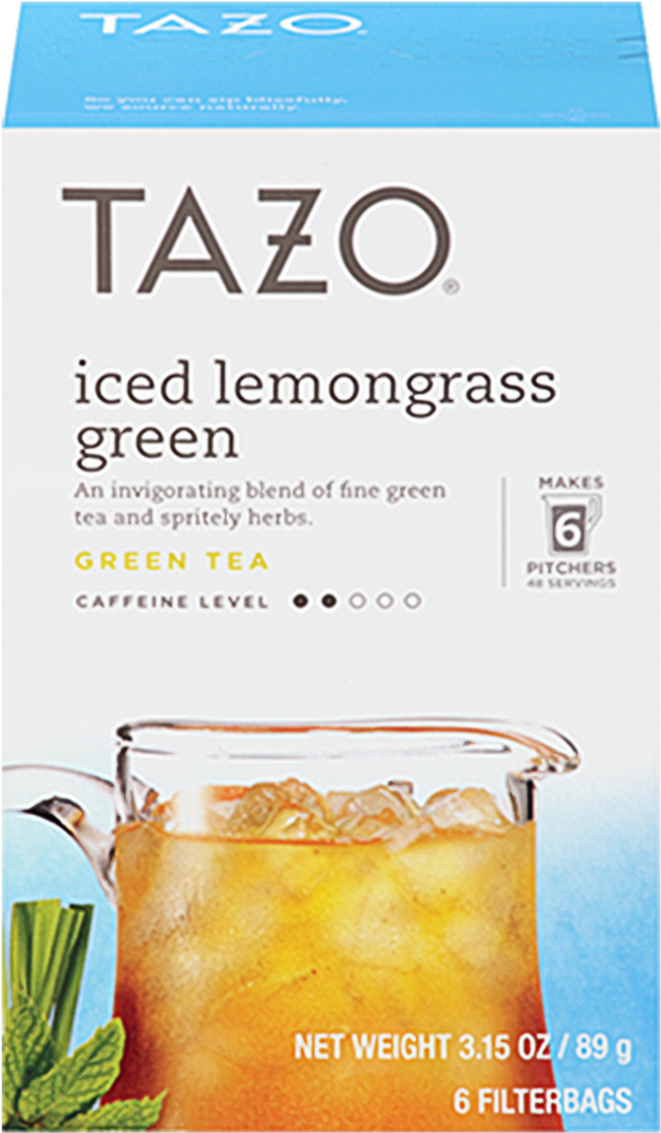 Tazo Iced Lemongrass Green 6ct - Tazo - Iced Green Tea - 6 Tea Bags (1500x1500), Png Download