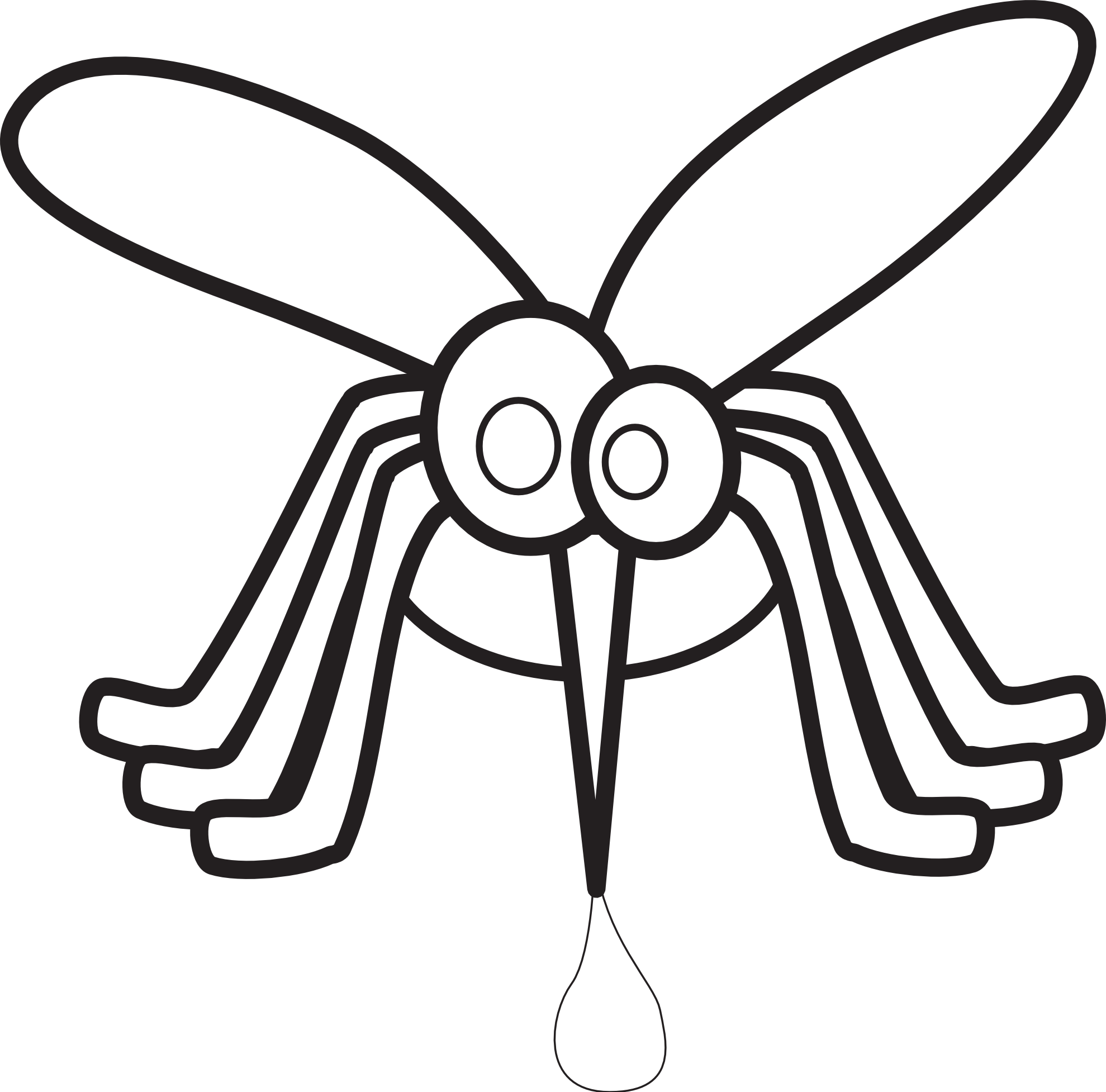 Image Stock Pencil In Color - Black And White Clip Art Mosquito (1979x1954), Png Download