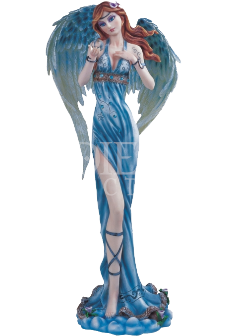 Angel Kneeling With Sword - Blue Angel Figurine (707x707), Png Download