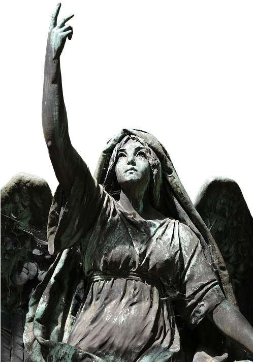 Canvas Print Sculpture Cemetery Angel Statue Figure - Cemetery Statue (497x720), Png Download