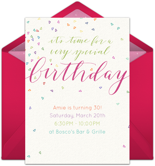 Colorful Confetti Pink Online Invitation - Birthday (650x650), Png Download