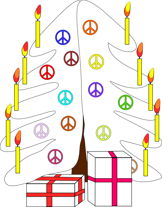 Xmas Christmas Tree 7 Black White Line Art Peace Symbol - Christmas Day (555x708), Png Download