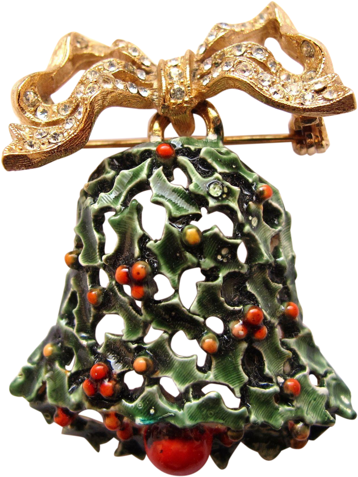 Vintage Har Christmas Holiday Green Enamel Bell And - Christmas Ornament (1665x1665), Png Download