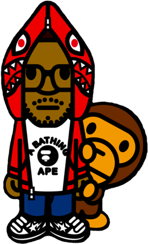 Toons Clipart Bape - Kid Cudi Bape (494x600), Png Download