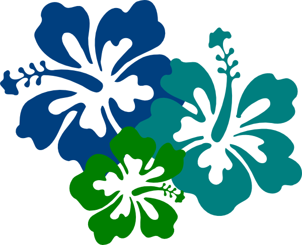Blue Green Floral Clipart - Hibiscus Clip Art (600x488), Png Download