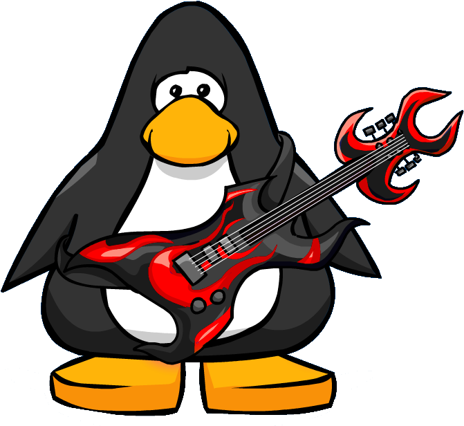 Rockin' Guitar Player - Penguin Wearing Gloves (729x633), Png Download