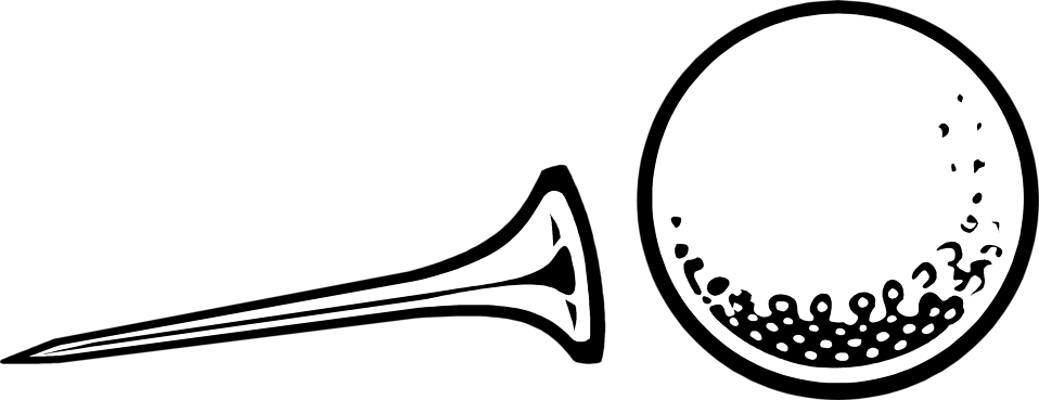 Png Freeuse Golf Ball Clipart Black And White - Golf Tee Clip Art (958x369), Png Download