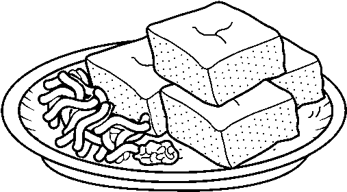 Tofu With Vegetables Coloring Page - Tofu Para Colorear (600x470), Png Download