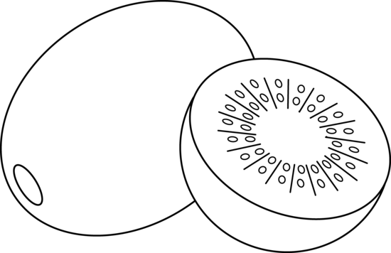 Download - Kiwi Clipart Black And White (550x356), Png Download