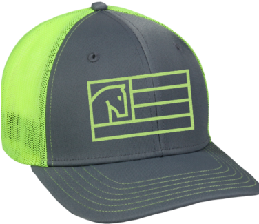 Neon Green & Grey Mesh Hat - War Horses For Veterans Logo (375x400), Png Download