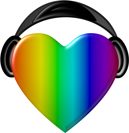 Rainbow Headphones - Heart With Headphones Png (579x595), Png Download