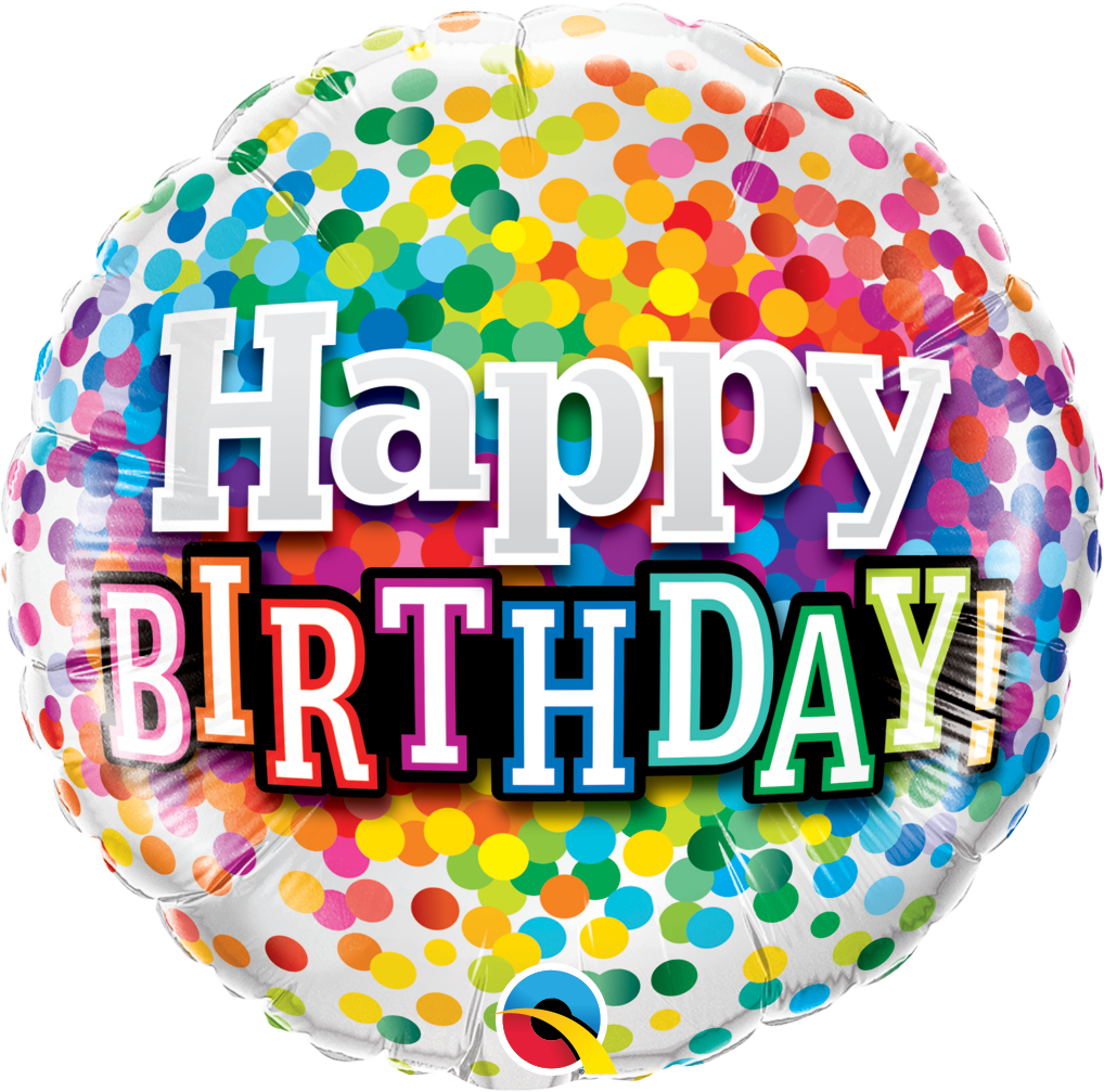 Happy Birthday Rainbow Confetti Foil Balloon - Happy Birthday Rainbow (600x593), Png Download