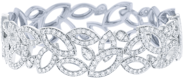 Lily Cluster By Harry Winston, Diamond Bangle Bracelet - Solid 10k White Gold Jewelry Cz Beautiful Round White (760x500), Png Download