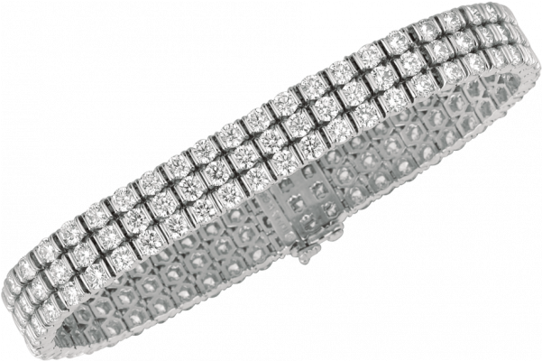 Platinum Gemlok 3 Row Diamond Bracelet - Bracelet (600x600), Png Download