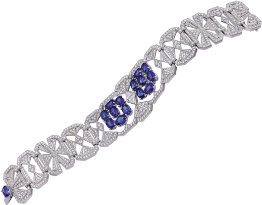 Oval Shaped Sapphire And Diamond Bracelet - Diamond (640x640), Png Download