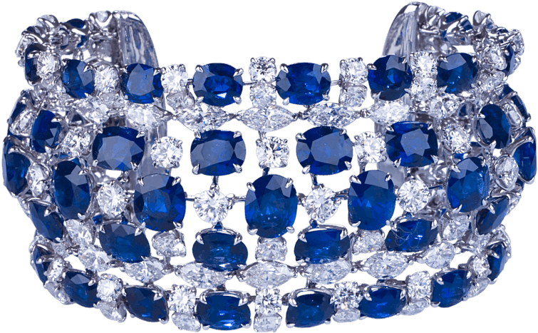Burma Sapphire And Diamond Bracelet - Blue Diamond Bracelet Png (1024x1024), Png Download