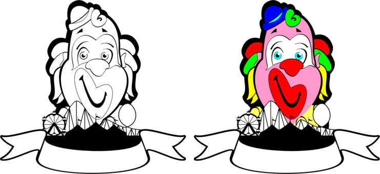 Clown Circus Humour Drawing Download - Free Clip Art (741x340), Png Download