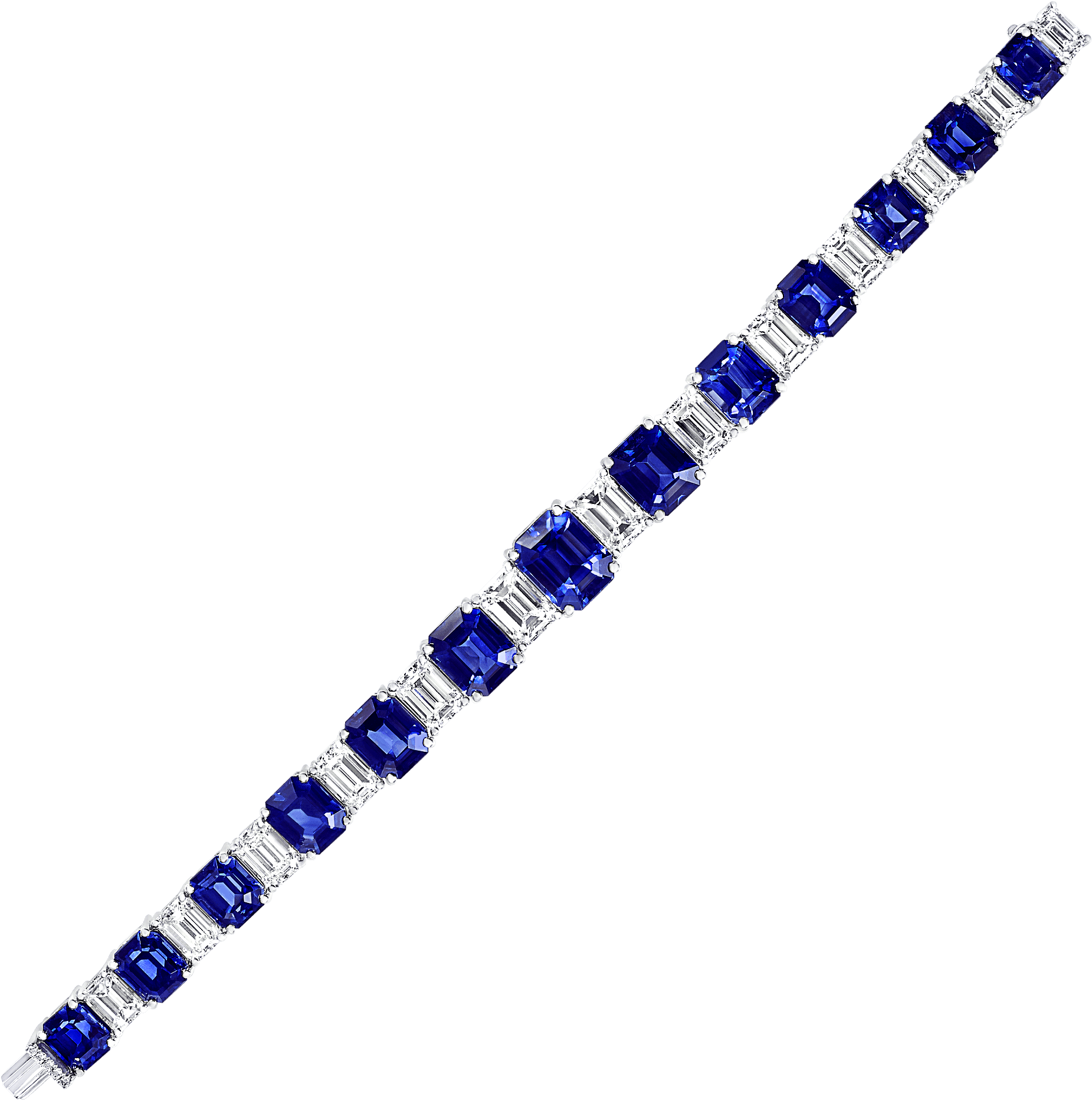A Classic Graff Emerald Cut Sapphire And Diamond Bracelet - Graff Diamonds (2000x2000), Png Download