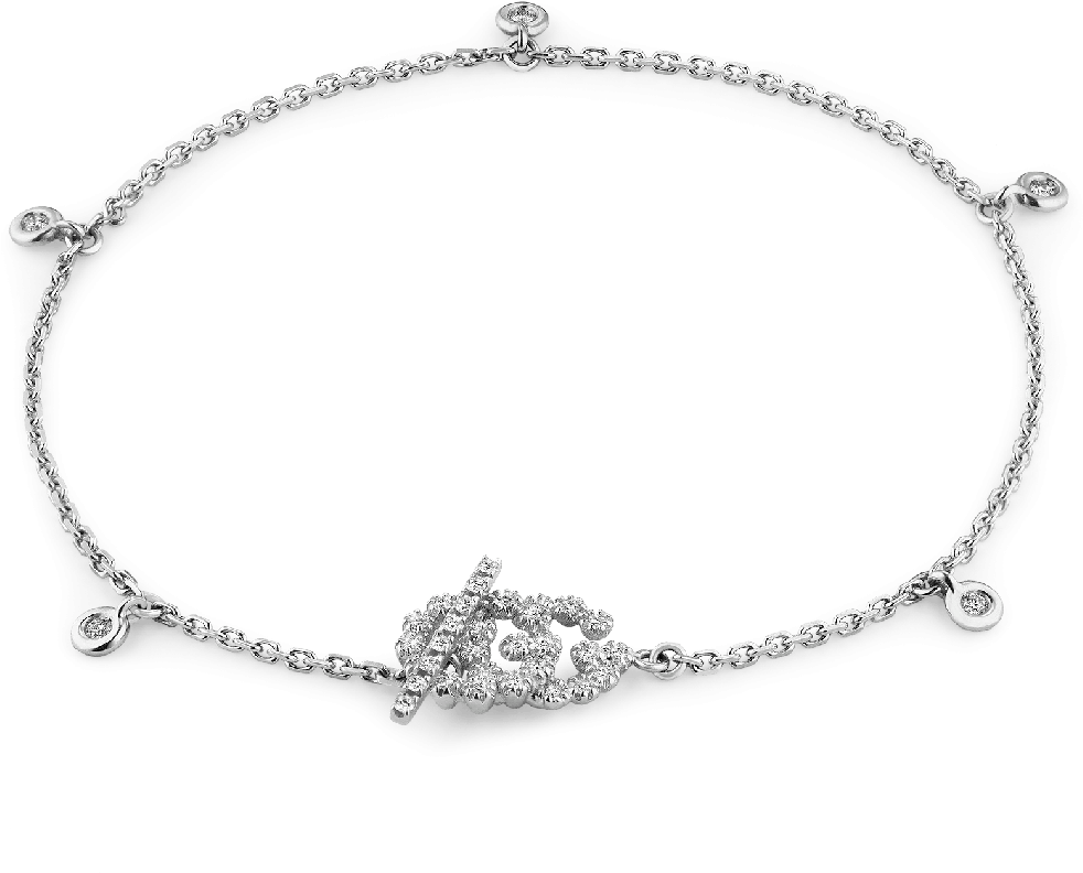 Gucci Jewellery - Gucci Double G Bracelet With Diamonds, 6.7 Inches, (1800x1800), Png Download