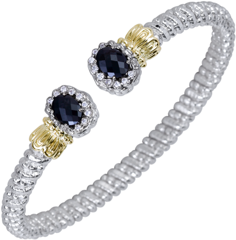 14k Gold & Sterling Silver Diamond Bracelet Black Onyx - Bracelet (480x480), Png Download