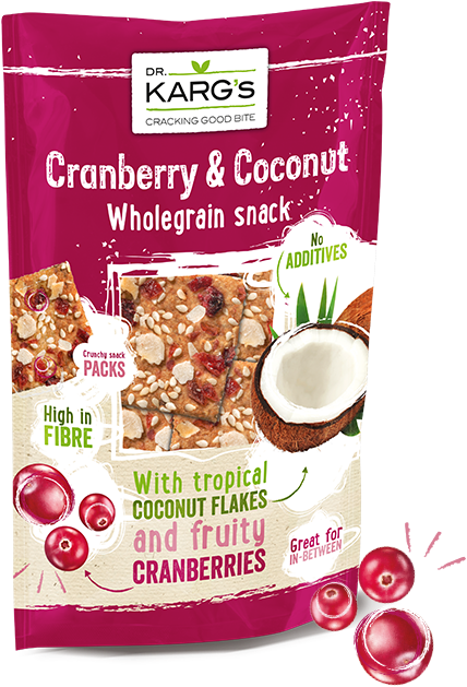 Cranberry & Coconut - Dr Karg Tomato And Mozzarella Wholegrain Snack 110g (580x677), Png Download
