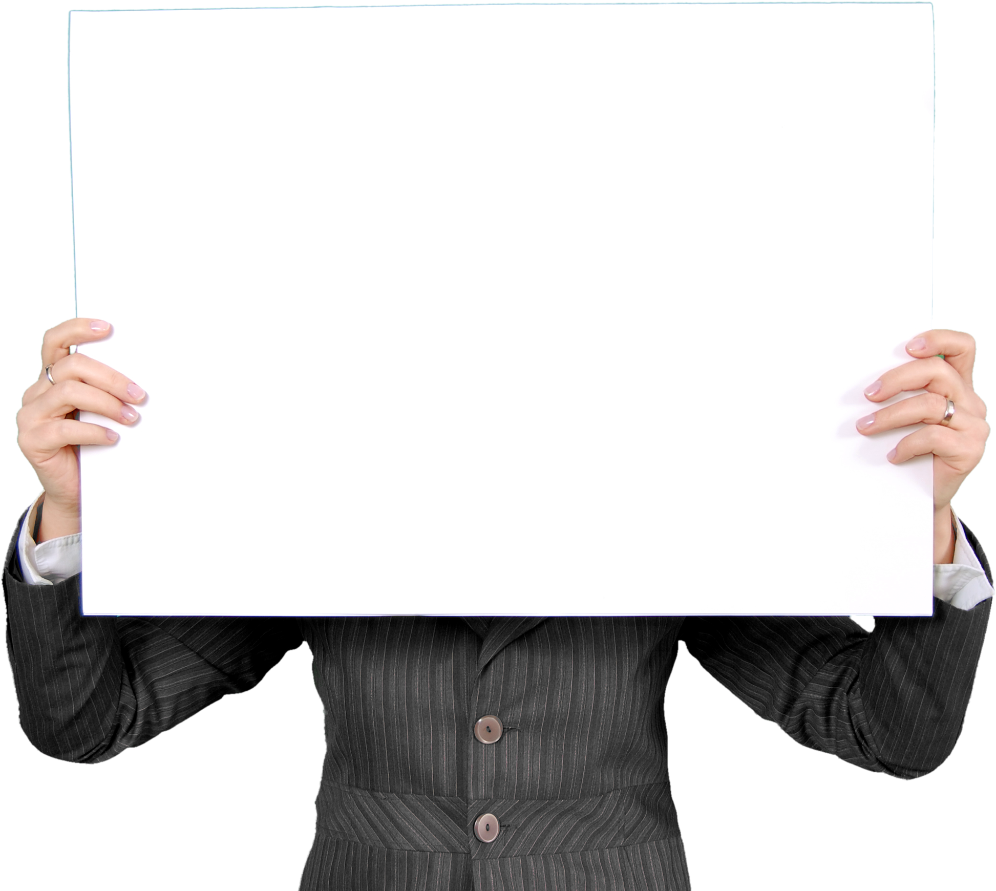 Download Business Woman Holding Blank Board Png Image - Holding A White Board Png (500x445), Png Download
