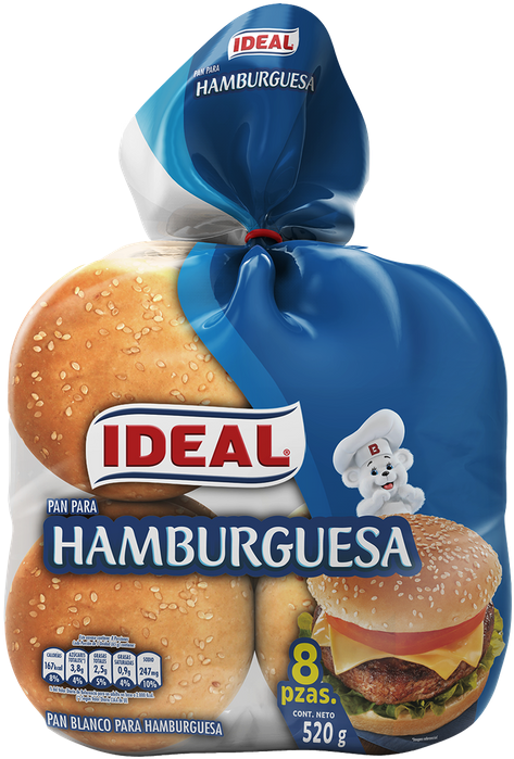 Pan Para Hamburguesas Ideal Con Sésamo 8 Unid 450 G - Hamburger (750x750), Png Download
