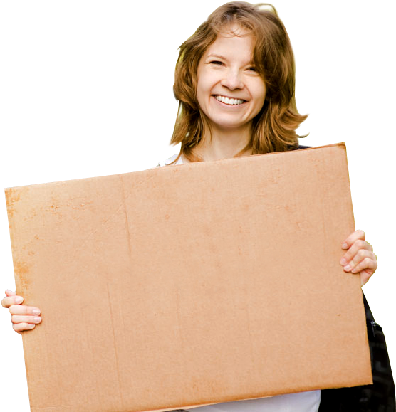 Happy Smiling Girl Holding Blank Board - Girl Holding Blank Board Png (600x600), Png Download